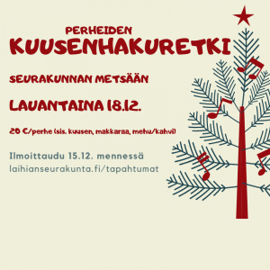Perheiden Kuusenhakuretki kuusenhakuretken mainos