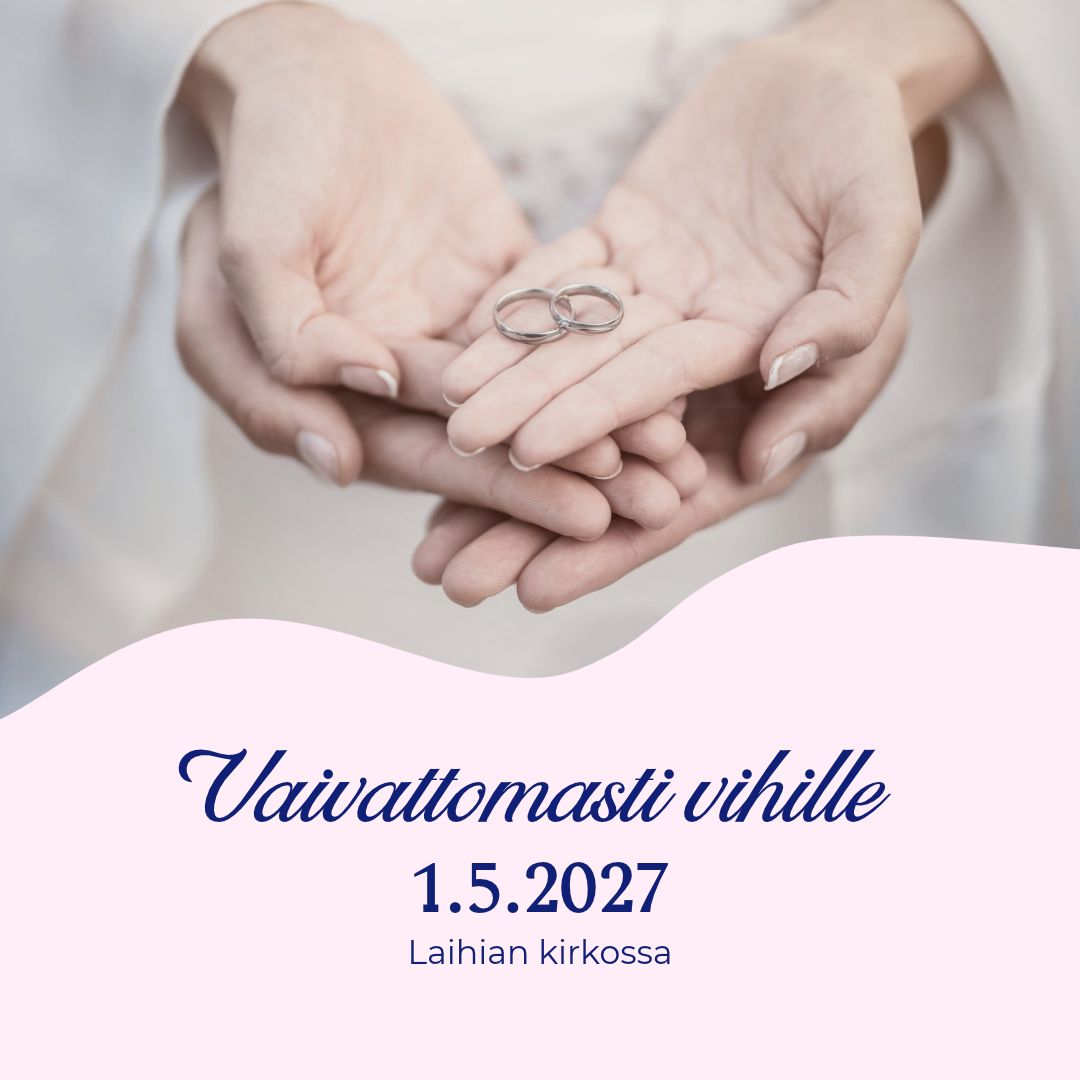 Vihkiparin kädet yhdessä