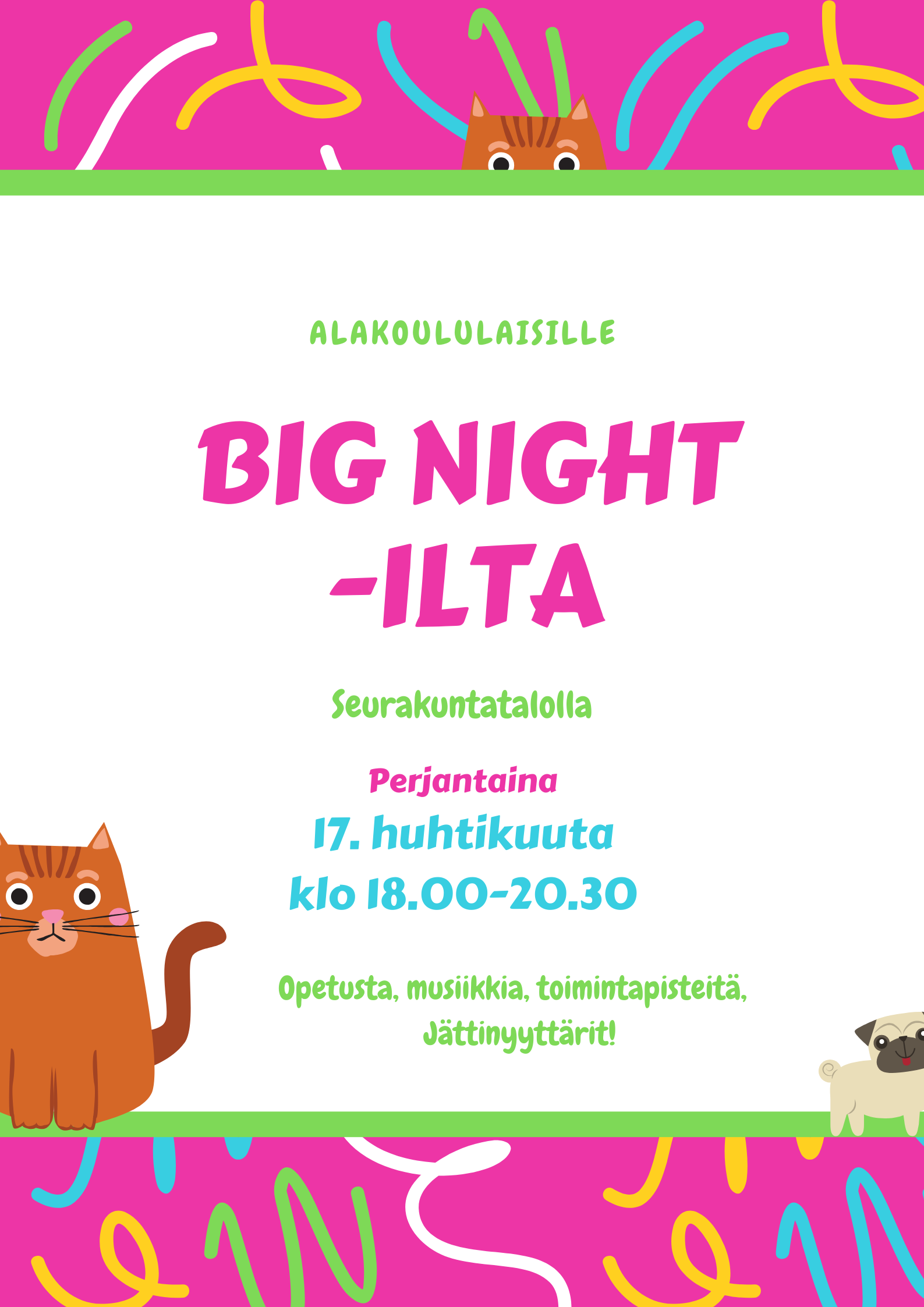 Big Night -ilta PERUTTU Big Night -illan mainosjuliste